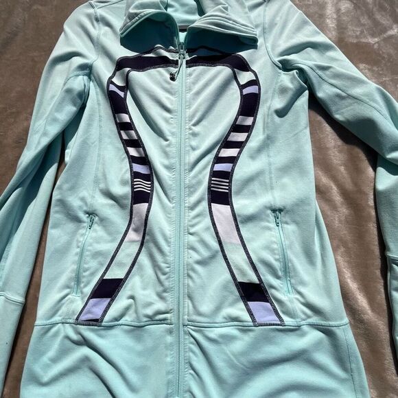 Lululemon Athletica Womens Jacket Size 8 Light Blue Instride Stripe Full Zip - Picture 7 of 7